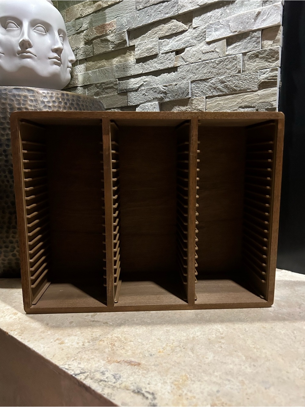vintage MCM wooden CD storage rack - Picture 2 of 13